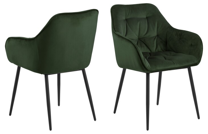 Armlehnstuhl >Brooke< (2er-Set) in waldgrün, Polyester, Stahl - 58x83x55 (BxHxT)