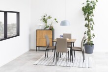 Esstisch >Wilma< in Wildeiche, schwarz, MDF, Stahl - 80x75x80cm (BxHxT)