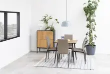 Esstisch >Wilma< in Wildeiche, schwarz, MDF, Stahl...