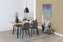 Esstisch >Cenny< in Wildeiche, MDF, Stahl - 160x75x90cm (BxHxT)