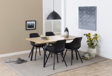 Esstisch >Cenny< in Wildeiche, MDF, Stahl - 160x75x90cm (BxHxT)