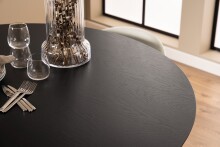 Esstisch >Roxby< in schwarz, MDF, Rubberwood - 76x140cm (HxD)