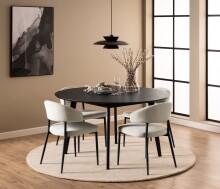 Esstisch >Roxby< in schwarz, MDF, Rubberwood - 76x140cm (HxD)