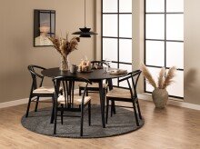 Esstisch >Roxby< in schwarz, MDF, Rubberwood - 76x140cm (HxD)