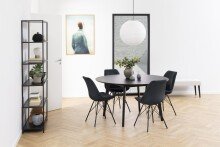 Esstisch >Roxby< in schwarz, MDF, Rubberwood - 76x140cm (HxD)