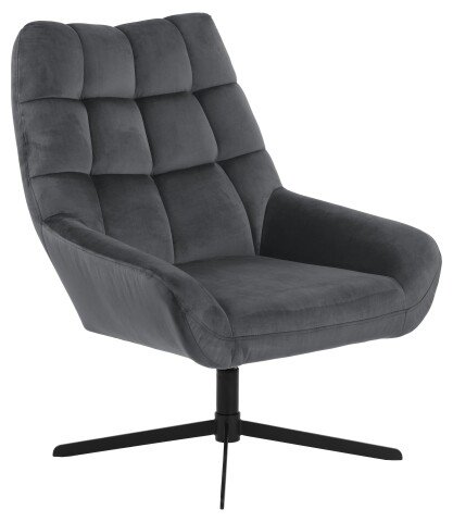Loungesessel >Paris< in Grau, Polyester, Stahl - 73x88x82cm (BxHxT)
