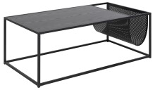 Couchtisch >Seaford< in schwarz, MDF, Stahl - 110x40x60cm (BxHxT)