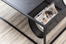 Couchtisch >Seaford< in schwarz, MDF, Stahl - 110x40x60cm (BxHxT)