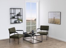 Couchtisch >Seaford< in schwarz, MDF, Stahl - 110x40x60cm (BxHxT)