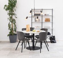 Esstisch >Corby< in weiss, Marmor, Stahl - 75x105cm (HxD)