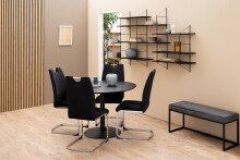 Esstisch >Ibiza< in schwarz, MDF, Stahl - 74x110cm (HxD)