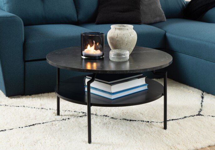 Couchtisch >Goldington< in schwarz, MDF, Stahl - 45x80cm (HxD)