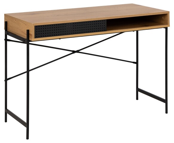 Schreibtisch >Angus< in Wildeiche, MDF, Stahl - 110x75x50cm (BxHxT)