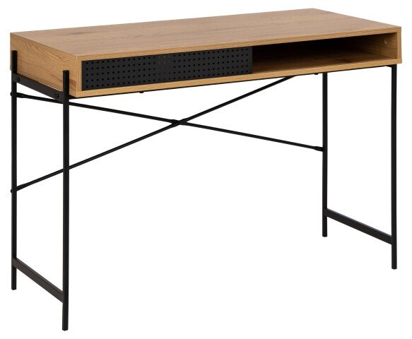 Schreibtisch >Angus< in Wildeiche, MDF, Stahl - 110x75x50cm (BxHxT)