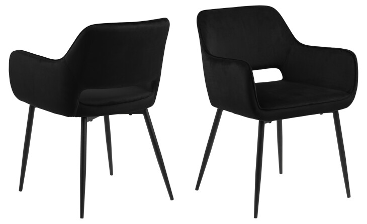 Armlehnstuhl >Ranja< (2er-Set) in schwarz, Polyester, Stahl - 56x79x59,5 (BxHxT)