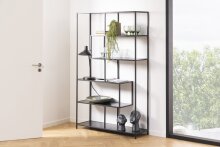 Regal >Seaford< in schwarz, MDF, Stahl -...