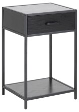 Nachtkonsole >Seaford< in schwarz, MDF, Stahl - 42x63x35cm (BxHxT)
