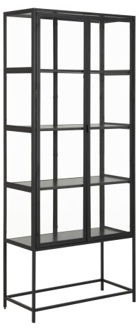 Glasvitrine >Seaford< in schwarz, Stahl - 77x185,6x35cm (BxHxT)