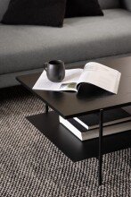Couchtisch >Angus< in schwarz, MDF, Stahl - 115x40x60cm (BxHxT)