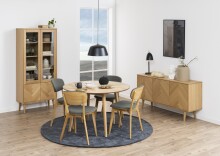 Glasvitrine >Nagano< in Eiche, MDF - 80x178x37cm (BxHxT)