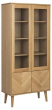 Glasvitrine >Nagano< in Eiche, MDF - 80x178x37cm (BxHxT)