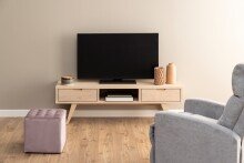TV-Board >A-Line< in Eiche weiss pigmentiert - 150x45x40cm (BxHxT)