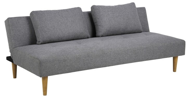 Schlafsofa >Lucca< in Grau, Polyester, Rubberwood - 180x74x86cm (BxHxT)