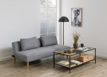 Schlafsofa >Lucca< in Grau, Polyester, Rubberwood - 180x74x86cm (BxHxT)
