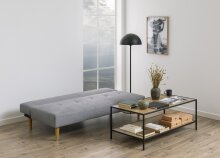 Schlafsofa >Lucca< in Grau, Polyester, Rubberwood - 180x74x86cm (BxHxT)