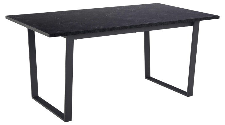Esstisch >Amble< in schwarz, MDF, Stahl - 160x74x90cm (BxHxT)