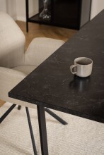Esstisch >Amble< in schwarz, MDF, Stahl - 160x74x90cm (BxHxT)