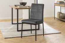 Polsterstuhl >Demi< (2er-Set) in Grau, Polyester, Stahl - 45x90,5x55cm (BxHxT)