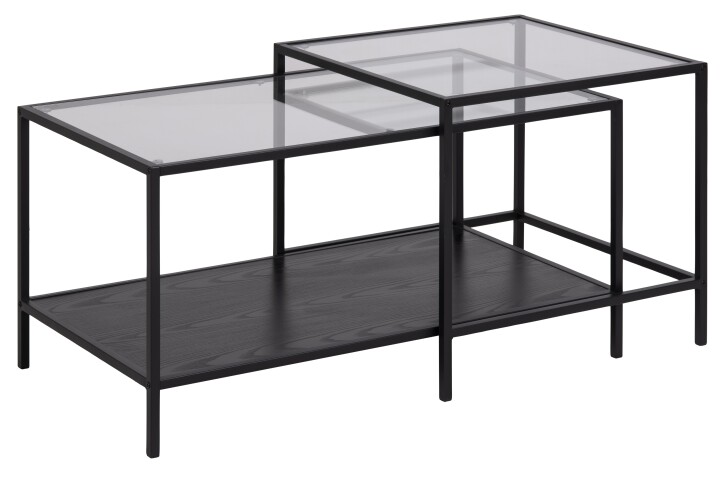 Satztisch >Seaford< (2-teilig) in Klar, Glas, Stahl - 90x50x55cm (BxHxT)