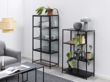 Glasvitrine >Seaford< in schwarz, Stahl - 77x150x35cm (BxHxT)