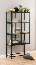 Glasvitrine >Seaford< in schwarz, Stahl -...