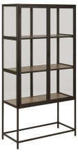 Glasvitrine >Seaford< in schwarz, Stahl - 77x150x35cm (BxHxT)