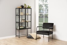 Glasvitrine >Seaford< in schwarz, Stahl - 77x150x35cm (BxHxT)