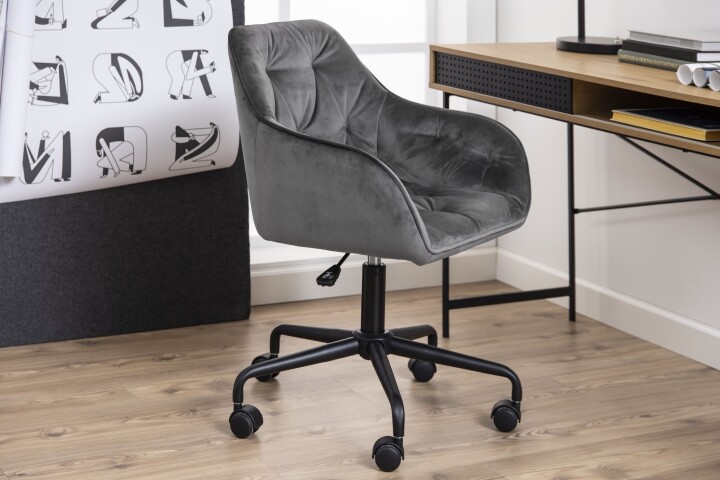 Schreibtischstuhl >Brooke< in Grau, Polyester, Stahl - 59x88,5x58,5cm (BxHxT)