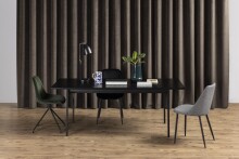 Esstisch >Angus< in schwarz, MDF, Stahl - 200x74x90cm (BxHxT)