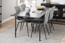 Esstisch >Angus< in schwarz, MDF, Stahl - 200x74x90cm (BxHxT)