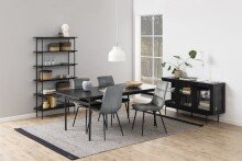 Esstisch >Angus< in schwarz, MDF, Stahl - 200x74x90cm (BxHxT)