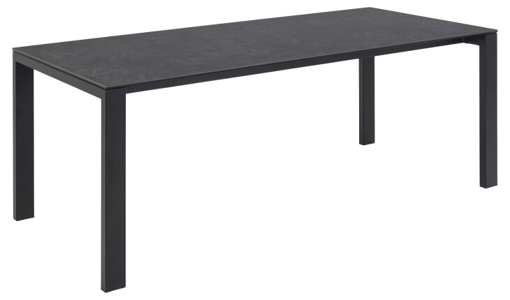 Glastisch >Brentford< in schwarz, Glas-Keramik, Stahl - 200x75x90cm (BxHxT)