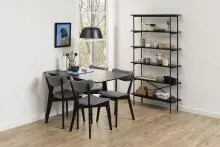 Regal >Angus< in schwarz, MDF, Stahl - 94x172x27cm...