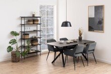 Regal >Angus< in schwarz, MDF, Stahl - 94x172x27cm (BxHxT)