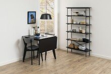 Regal >Angus< in schwarz, MDF, Stahl - 94x172x27cm (BxHxT)