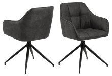 Armlehnstuhl >Brenda< in Grau, Polyester, Stahl - 58x84,5x54,5cm (BxHxT)