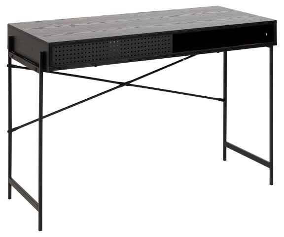 Schreibtisch >Angus< in schwarz, MDF, Stahl - 110x75x50cm (BxHxT)