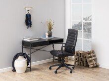 Schreibtisch >Angus< in schwarz, MDF, Stahl -...