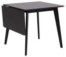 Esstisch >Roxby< in schwarz, MDF, Rubberwood - 80/120x76x80cm (BxHxT)
