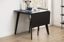 Esstisch >Roxby< in schwarz, MDF, Rubberwood -...